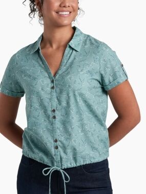 Kuhl Short Sleeve Button Front Top with Drawstring Size XS